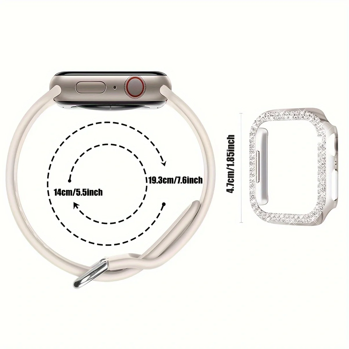 Sportarmband + Gehäuse für Apple Watch 40/41/44/45/S1042/46, weiches Silikonband + Diamantgehäuse, für IWatch Series11 10 987 654 Zubehör – Detail 2