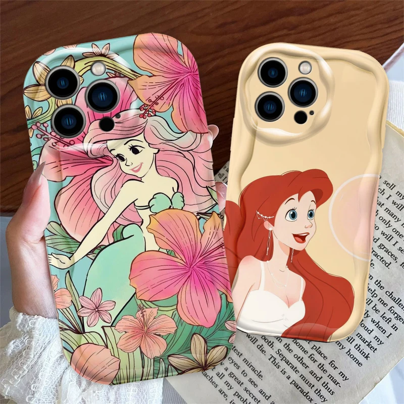 Ударопрочный чехол для телефона с волнистыми масляными рисунками Disney The Little Meraid для iPhone Apple 15 14 13 12 11 XS XR X 8 7 Pro Max Plus