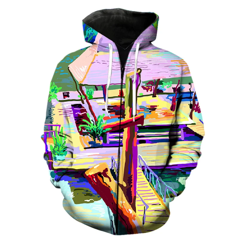 thumbnail image 1 of Sudadera con capucha y cremallera con estampado 3D abstracto de arte grafiti para hombres, primavera, hip hop, adolescentes, camisetas de manga larga, ropa de calle, sudaderas Harajuku, 1 of 5