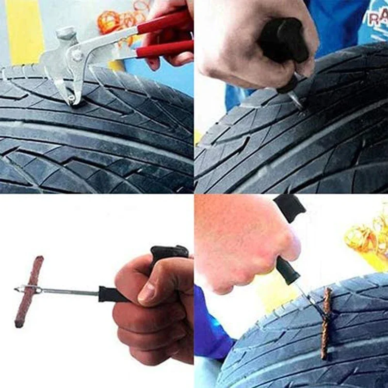 Tire Repair Kit Car Tire Repair Tools Kit Rubber Strips Tubeless Tyre Puncture Studding Plug Set For Truck Motorcycle
