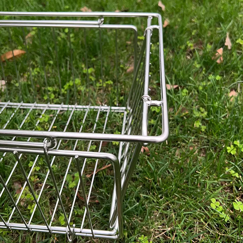IGT Camping Table Basket Folding Portable Storage Basket Stainless Steel Camping Supplies igt Table Accessories Picnic