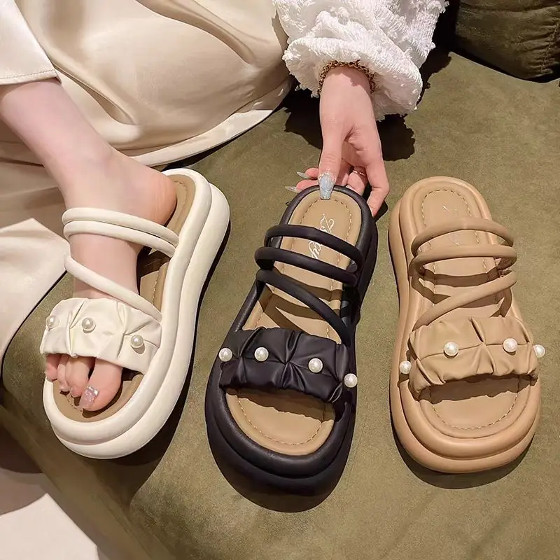 Women's Sandals 2024 New Summer Outdoor Wear Thick Bottom Versatile Slippers Casual Fashion Soft Bottom Two-Way Slip-On Slippers - 2