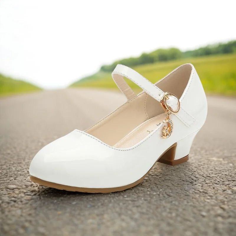 Children Girls Leather Shoes Princess High Heel Shoes for Kids Girls Performance Dress Student Show Dance Sandals 26-41 leather shoes girls shoes girls sandals girls high heel shoes