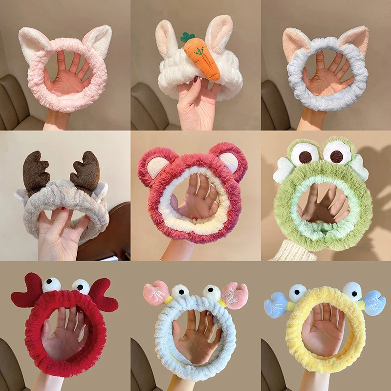 

Милая повязка на голову с клубничным медведем, маска для макияжа для девушек, повязка на голову для мытья лица, повязка на голову, повязка на голову, аксессуары для волос