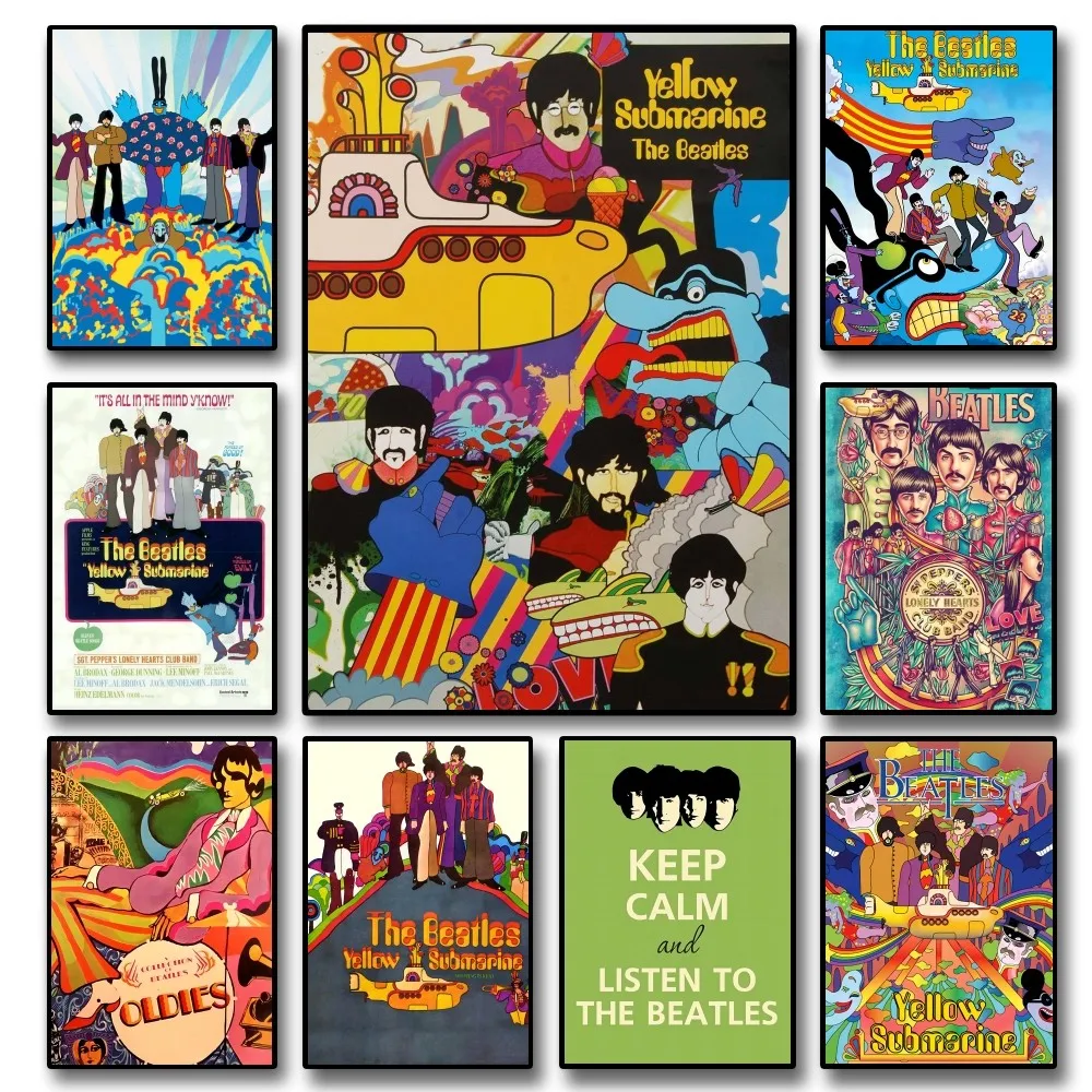 Cartoon Y Yellow Submarine T The Beatles Poster Paper Print Home Soggiorno Camera Da Letto Ingresso Bar Cafe Art Painting Decoration