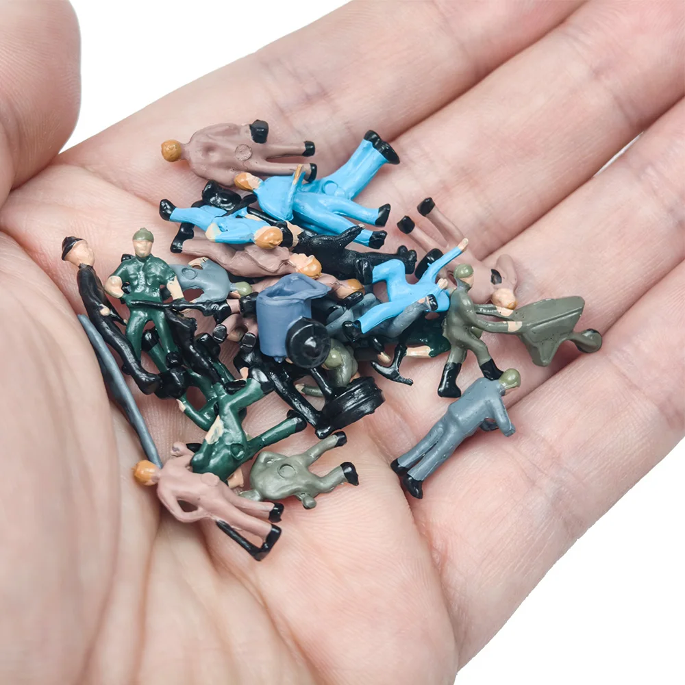 10개/세트 HO 1/87 스케일 미니어처 철도 작업자 모델 피규어 DIY 모델 제작용 장면 액세서리 랜덤 스타일