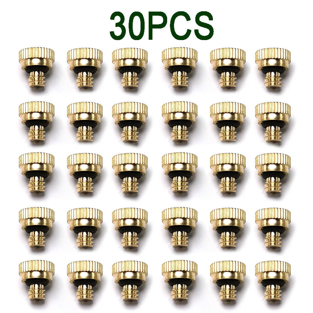 30 Pcs 10/24" Thread 0.1/0.2/0.3/0.4mm Brass Misting Nozzles Garden Greenhouse Flower Plant Irrigation System Atomizing Sprayers