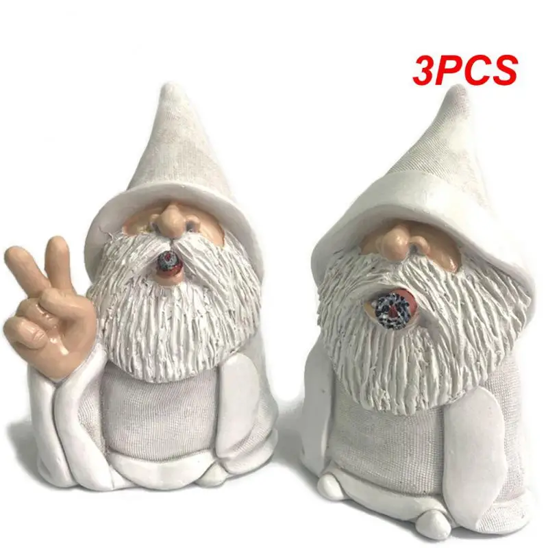 

3PCS Garden Ornaments Beautiful Interesting Realistic Fine Craftsmanship No Fading Home Decor Resin Figurines Robe Smoking
