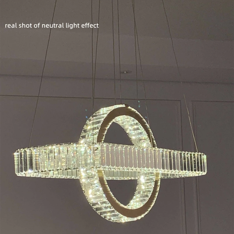 

Modern Oval Chrome Gold Steel Led Dimmable Pendant Lights Dining Room K9 Crystals Hanging Lamp Adjustable Cable Suspension Lamp