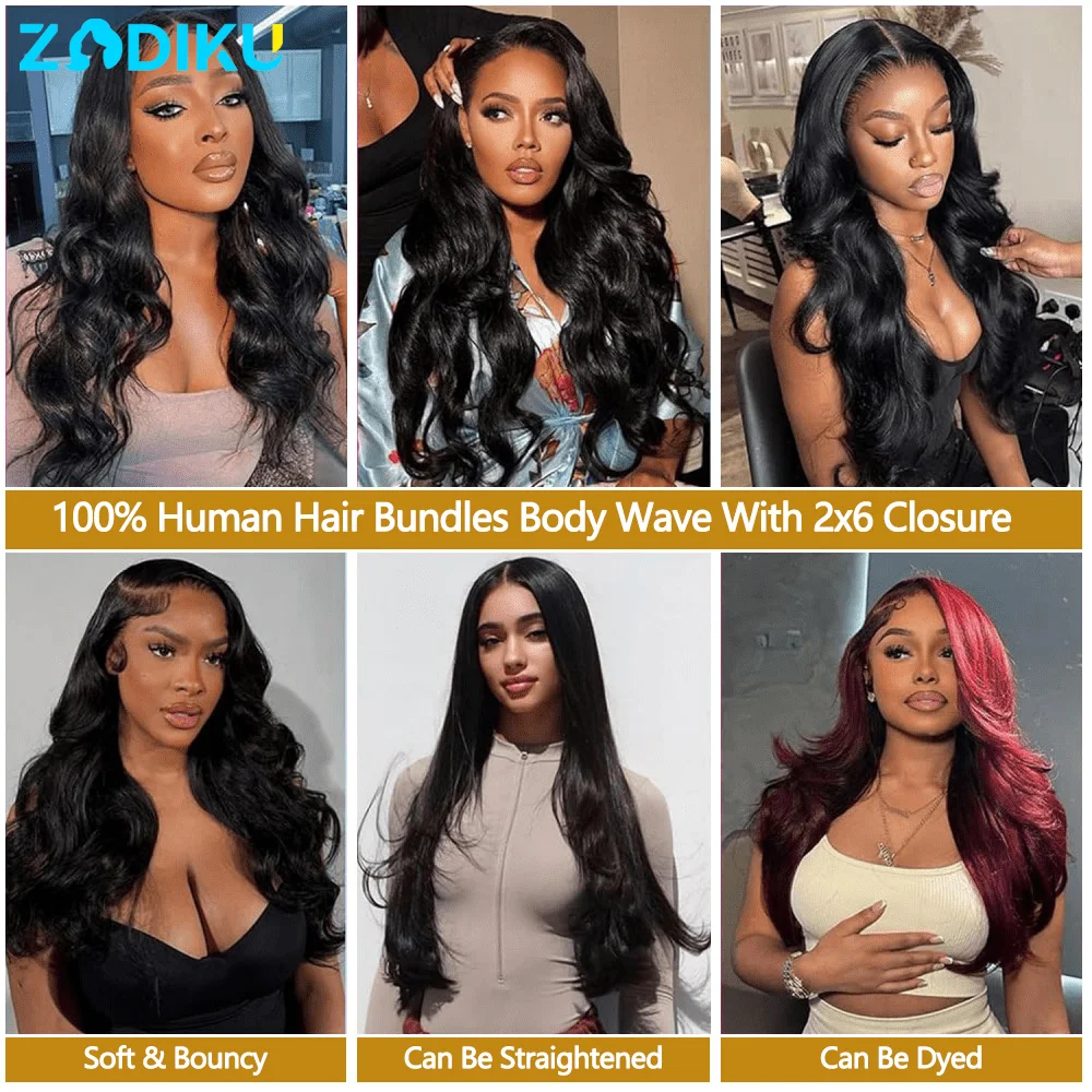 Körper Welle Bundles Menschliches Haar Mit Verschluss Rohes Haar Bundles 100% Menschliches Haar 3/4 Brasilianische Menschliches Haar Bundles 2x6 HD Spitze Verschluss – Detail 5