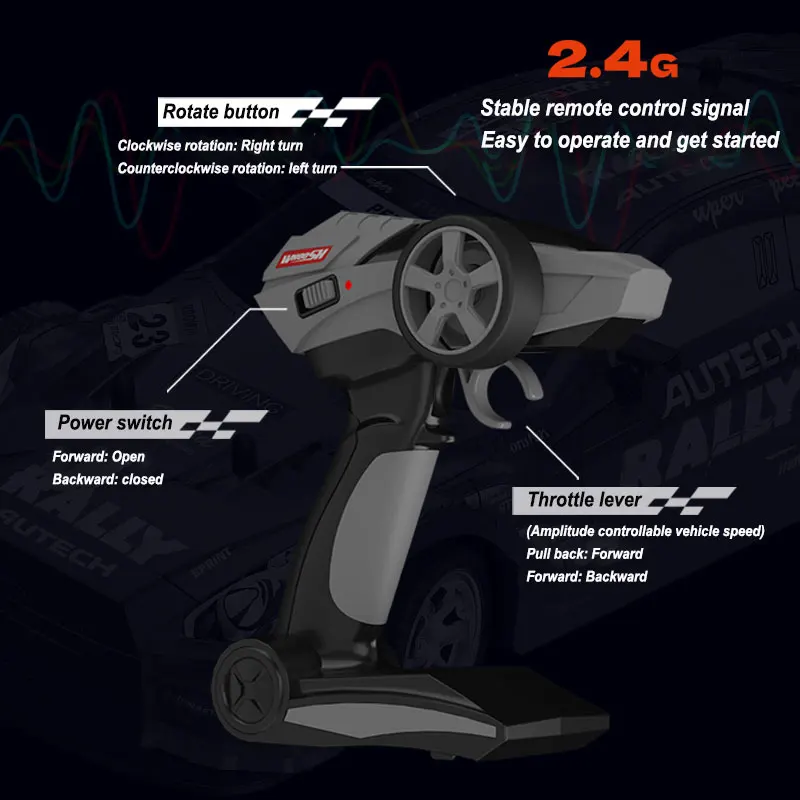 1:16 Infinitely Variable Remote Control Car 2.4G 4WD High-speed Drift Remote Control Racing GTR Children's Christmas Gift 6