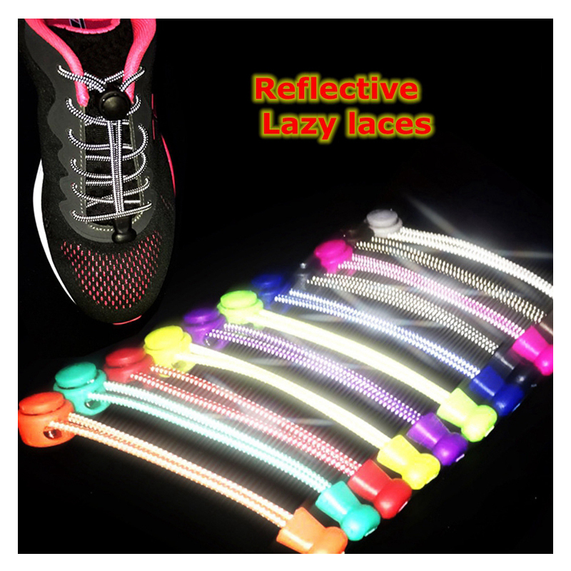 No Tie Shoe Laces Round Elastic Shoelaces Reflective Suitable for all shoes Sneakers  Lazy Shoelace Accessories Rubber band