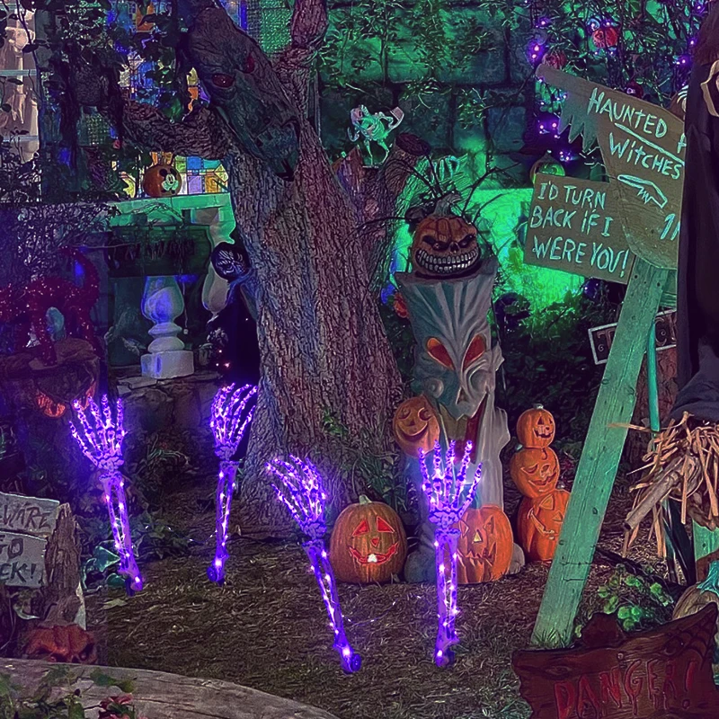 

1 пара Хэллоуин скелет рука земли наружная подсветка светящийся призрак рука стойка макет реквизит Декор лампа