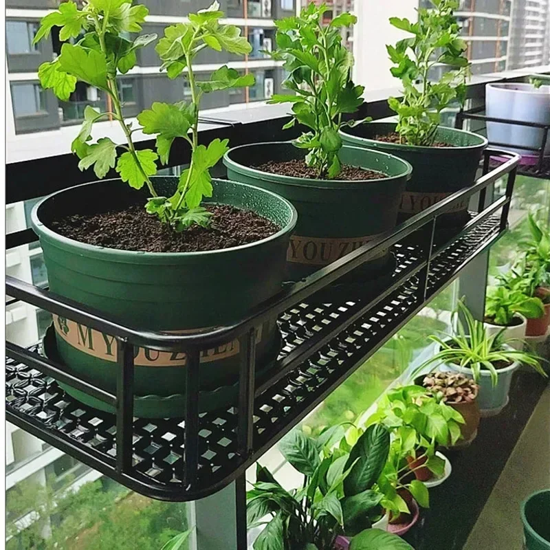 European-Style Flower Stand Expansive Iron Art Balcony Rail Organizer Elegant Decorative Hanging Pot Holder Urban Green Space plant stand