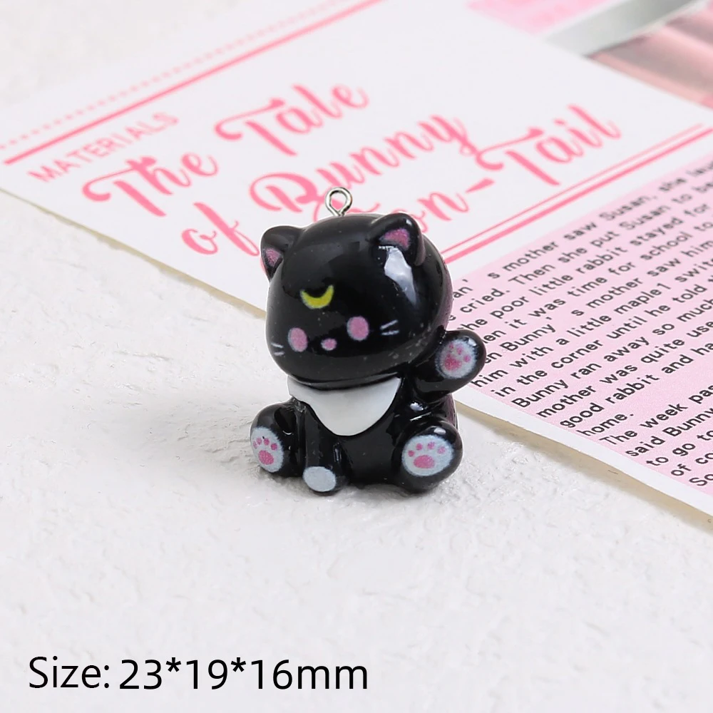 10 Stück Kawaii Cartoon 3D Katze Harz Charms süße Kitty Tiere Anhänger für Ohrringe Schlüsselanhänger DIY Schmuck machen Zubehör – Detail 3
