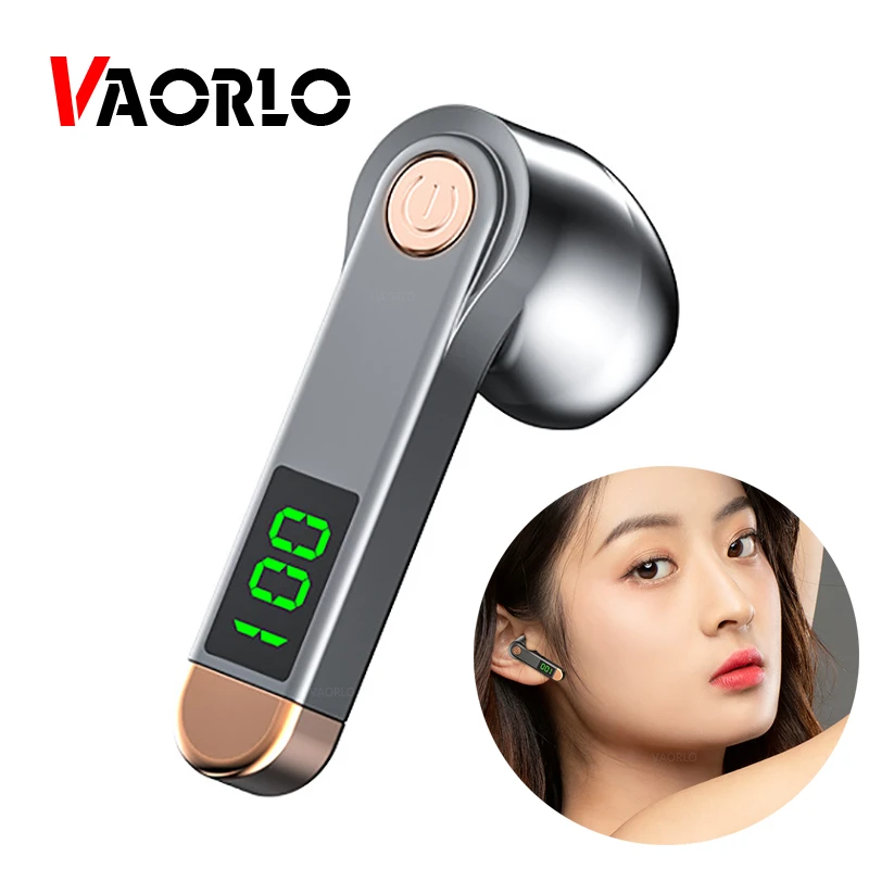 VAORLO 비즈니스 블루투스 5.2 핸즈프리 무선 헤드폰, 디지털 디스플레이 버튼 터치, 하이파이 베이스 이어버드, 마이크 포함