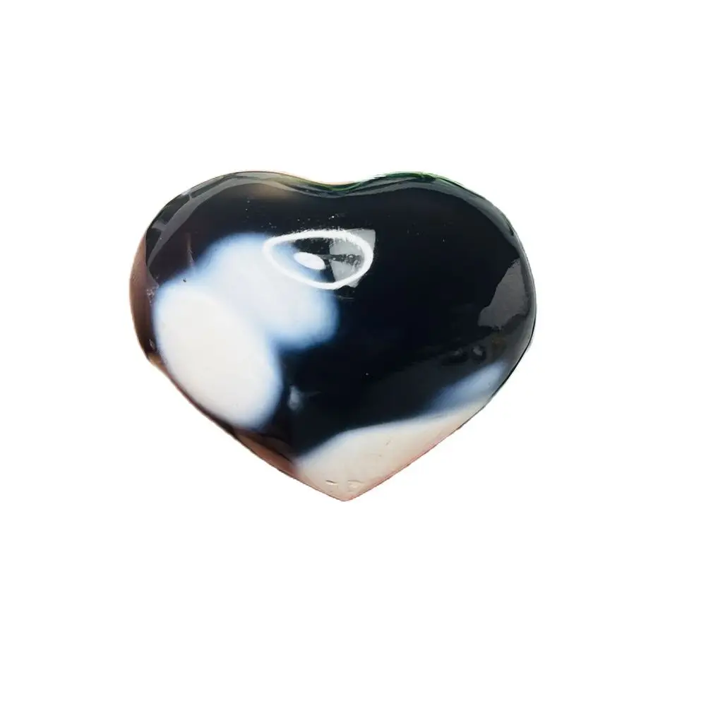 Natural Gem Hand Polished Orca Agate Heart-shaped Abstract Pattern Home Decor Gift Witchcraft Altar Prayer Crystal Stone Healing 2
