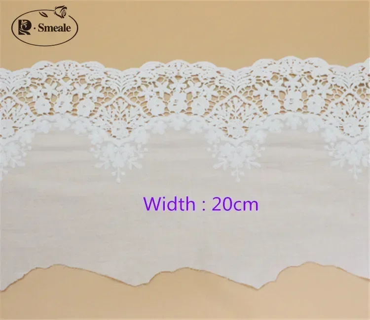 Beige and White 100 % Cotton Embroidered Lace Fabrics Women's Clothing DIY Lace Trim RS1689 3Yards/Lot