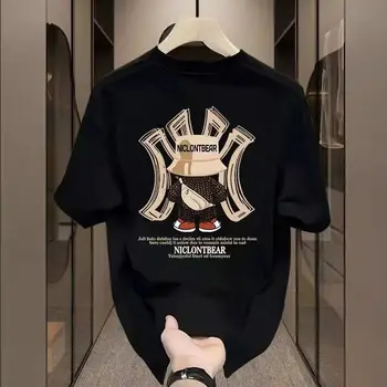 Men's new summer pure cotton luxury brand letter print T-shirt, short-sleeved T-shirt, high-quality men's clothing, streetwear 1