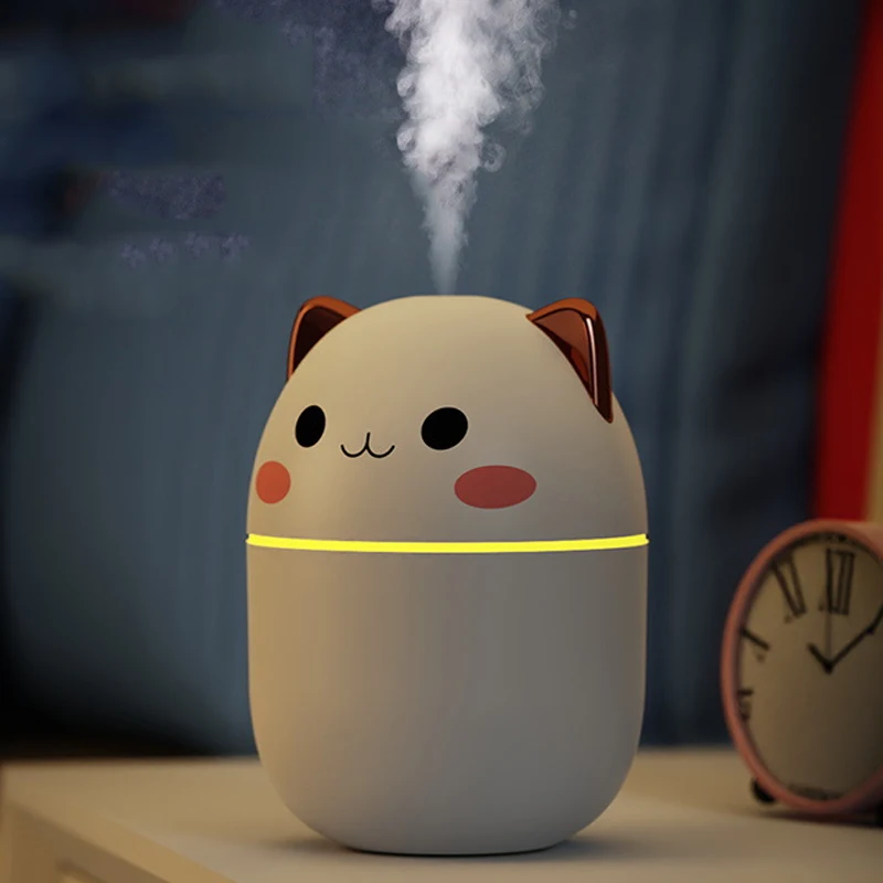 

200ml Air Humidifier Cute Kawaiil Aroma Diffuser With Night Light Cool Mist For Bedroom Home Car Plants Purifier Humificador