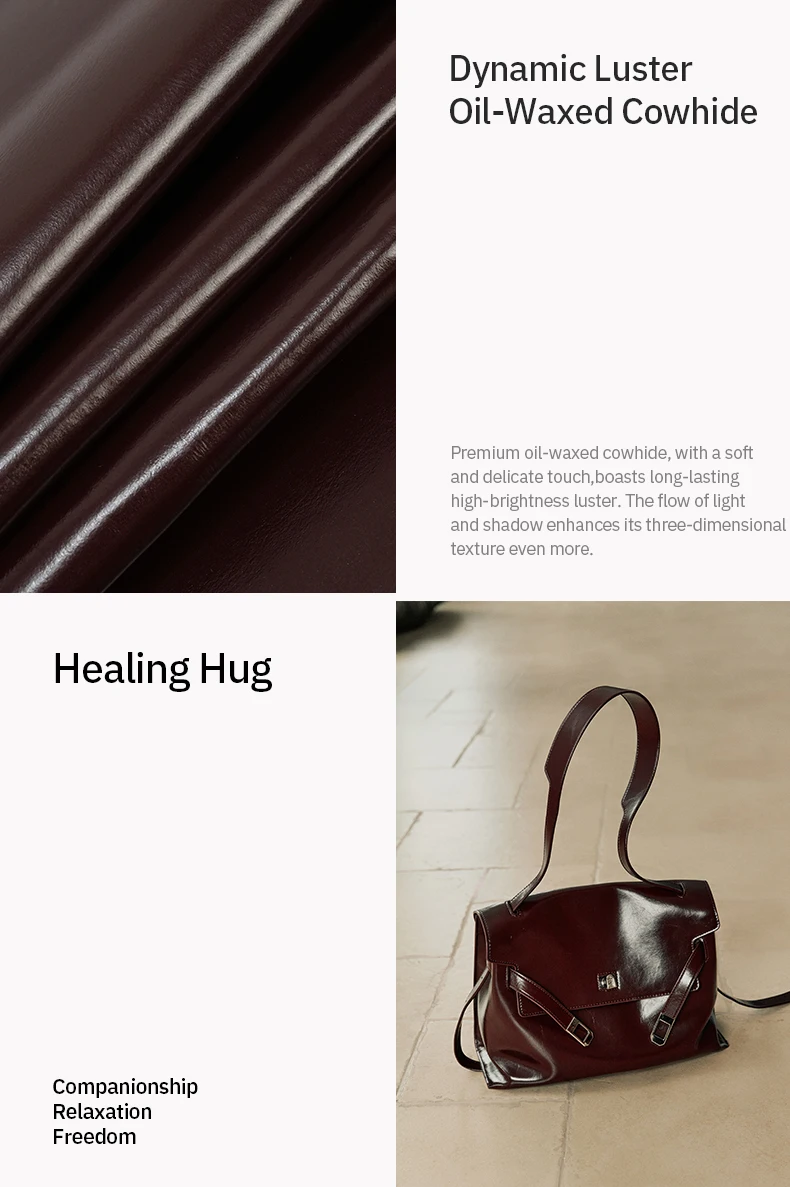 Split leather tote, zipper top