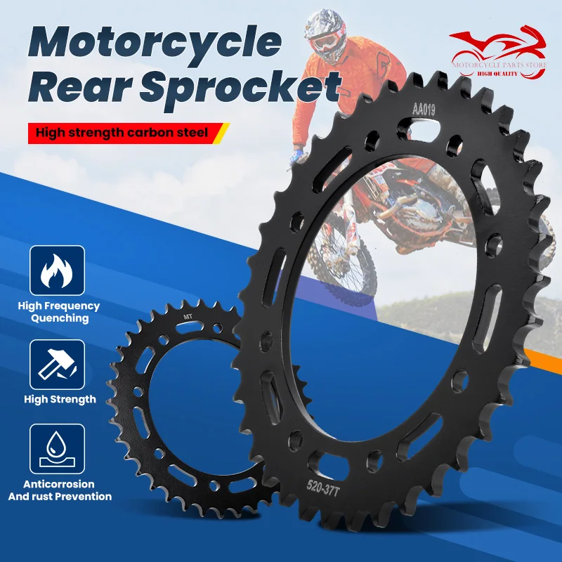 

520 37T 43T Motorcycle Rear Sprocket For Kawasaki W800 19-23 EJ WJ 800 KLE250 KLR650 KL650 W 800 KLE 250 KLR 650