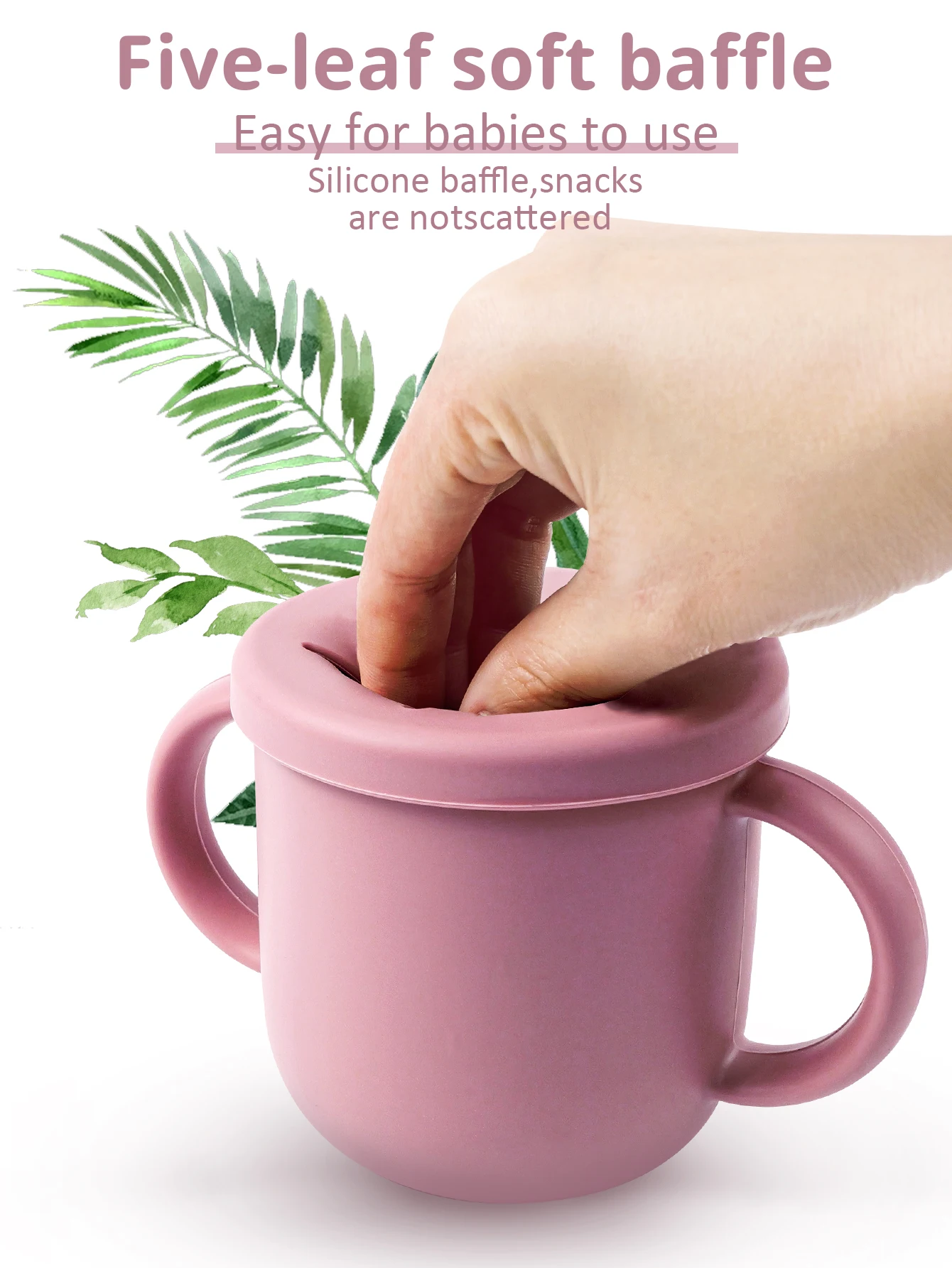 1PC Baby Silicone Snack Cup Portable Snack Cup with Easy-Grip Handle-Soft Food-Grade Silicone for Fun, Spill-Resistant Outdoor