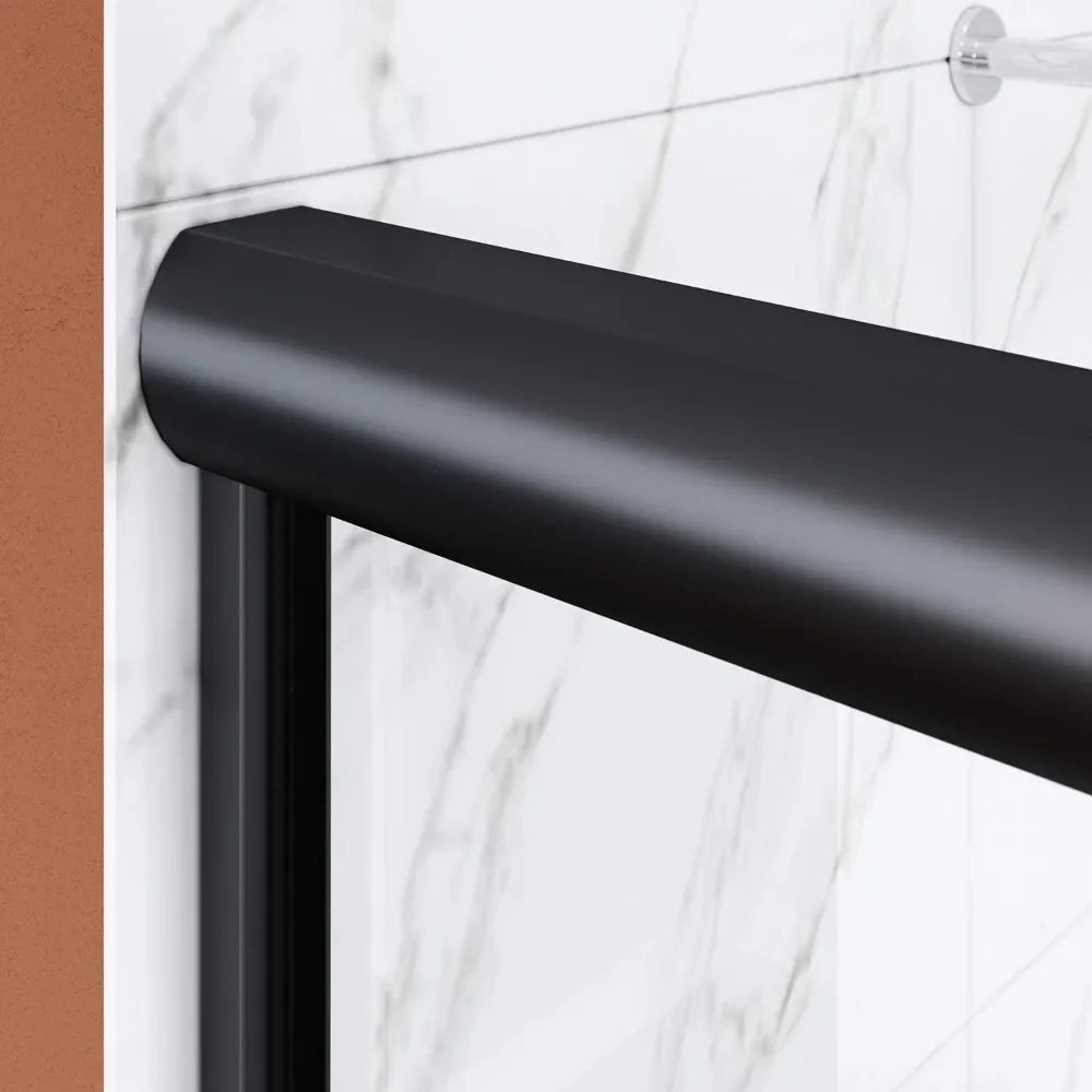 Frameless Shower Doors, 48 in. W X 72 in. H Double Sliding Shower Door 1/4" Clear Glass Doors Bypass Showers 6