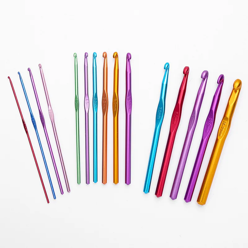 12PCS Aluminum Crochet Hooks Knitting Needles Set for Yarn Craf crochet hooks