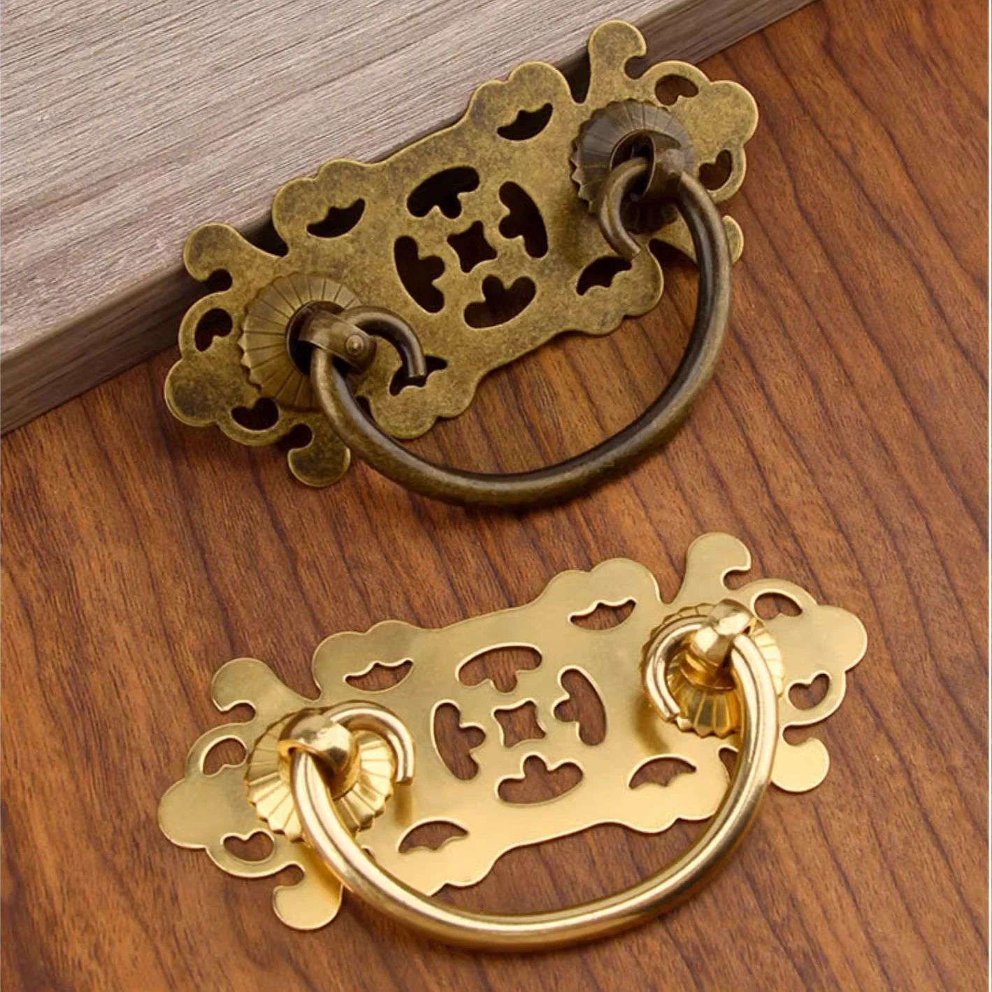 New Chinese Style Brass Vintage Furniture Handles Gold Vintage Handles