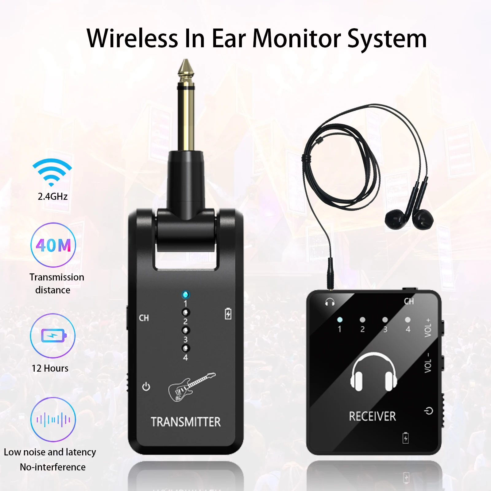 รูปสินค้า ระบบมอนิเตอร์ไร้สาย IEM 2.4GHz สำหรับนักดนตรี
