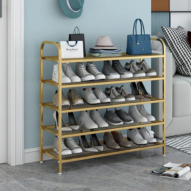 Hallway 2 Tier Metal Shoe Rack Entryway Modern Custom Shoe