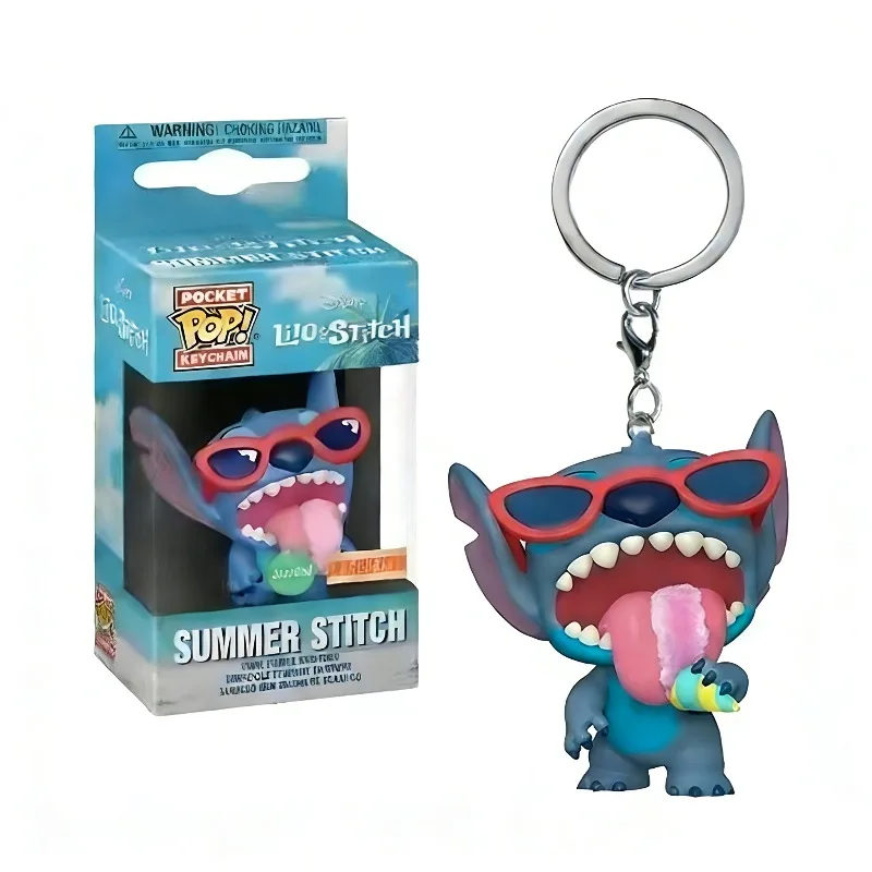 새로운 스타일 펀코 포켓팝 키체인 미키 마우스 미니 도널드 덕 스티치 엔젤 엘비스 티키 리로 스크럼 비닐 피규어 장난감