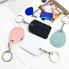 Leather Card Holder Keychain Key Ring Door Lock Access Tags ID Card Case Keychain Access Card Bag Key Tag Ring 6