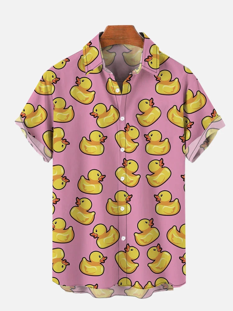 Unisex Men's Cosplay Shirts 3D Prints Splicing Cartoon Cute Duck Printing Short Sleeve Shirt Fashion Hawaiian Shirts For Men 2
