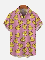 Unisex Men's Cosplay Shirts 3D Prints Splicing Cartoon Cute Duck Printing Short Sleeve Shirt Fashion Hawaiian Shirts For Men 2