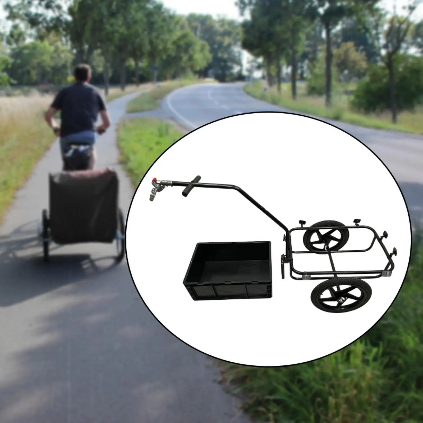Towable Bike Cargo Trailer with Wheels Universal Portable Bicycle Wagon Cart Transportation for Trips Shopping Garden Camping