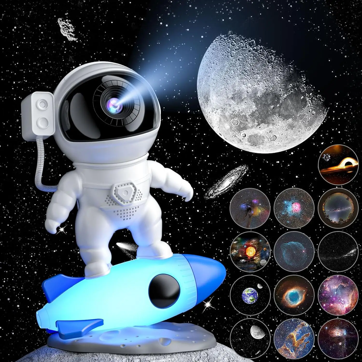 

Rocket Astronaut Galaxy Projector LED Night Light 360° Rotate Starry Sky Projectors Lamp For Bedroom Home Decor Children Gifts