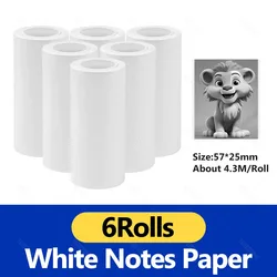 Vibrant Color 57mm Thermal Printer Paper for Instant Print Cameras - Inkless Mini Portable Photo Printer Paper (6Rolls White Paper)