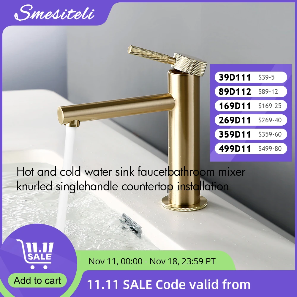 Basin Faucet Bathroom Faucet Brushed Gold Basin Faucet Hot And Cold Water