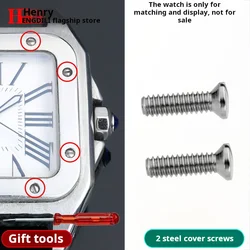 Premium Solid Stainless Steel Watch Screw Set for Cartier Santos 100 - Universal Metal Watch Accessories (2 face cover screws)