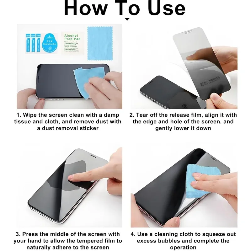 2-Pack Fingerprint Unlock Privacy Screen Protector with Easy Installation - Tempered Glass Cover