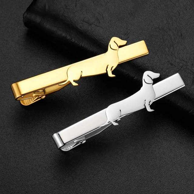 Stainless Steel Cute Dog Tie Clips Fashion Business Wedding Suit Accessories Necktie Clips for Women Men Couple Gifts Jewelry