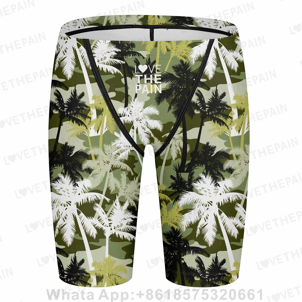 Love The Pain 2024 Men's Swimming Trunks Professional Athletic Swim Jammers Quick Dry Swimsuit Training Surf Shorts
