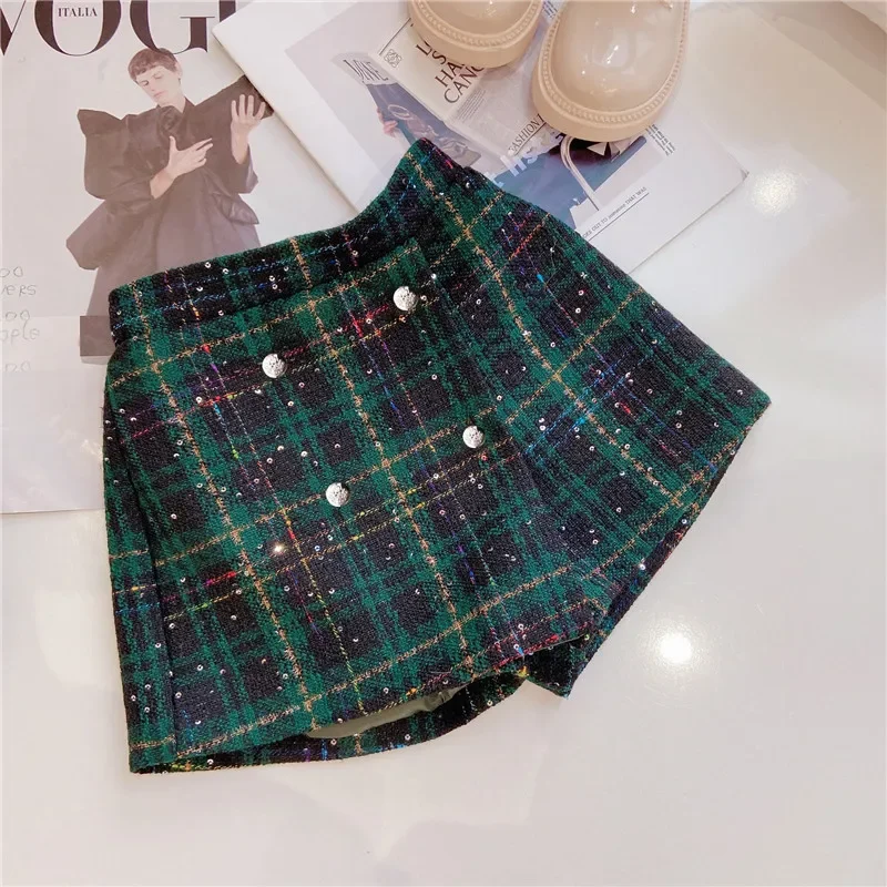 Girls 2pcs Set Korean Fashion Clothes for Girls Spring Autumn Plaid Blazer Coat Outwear+Shorts Outfits Children Clothing Suits