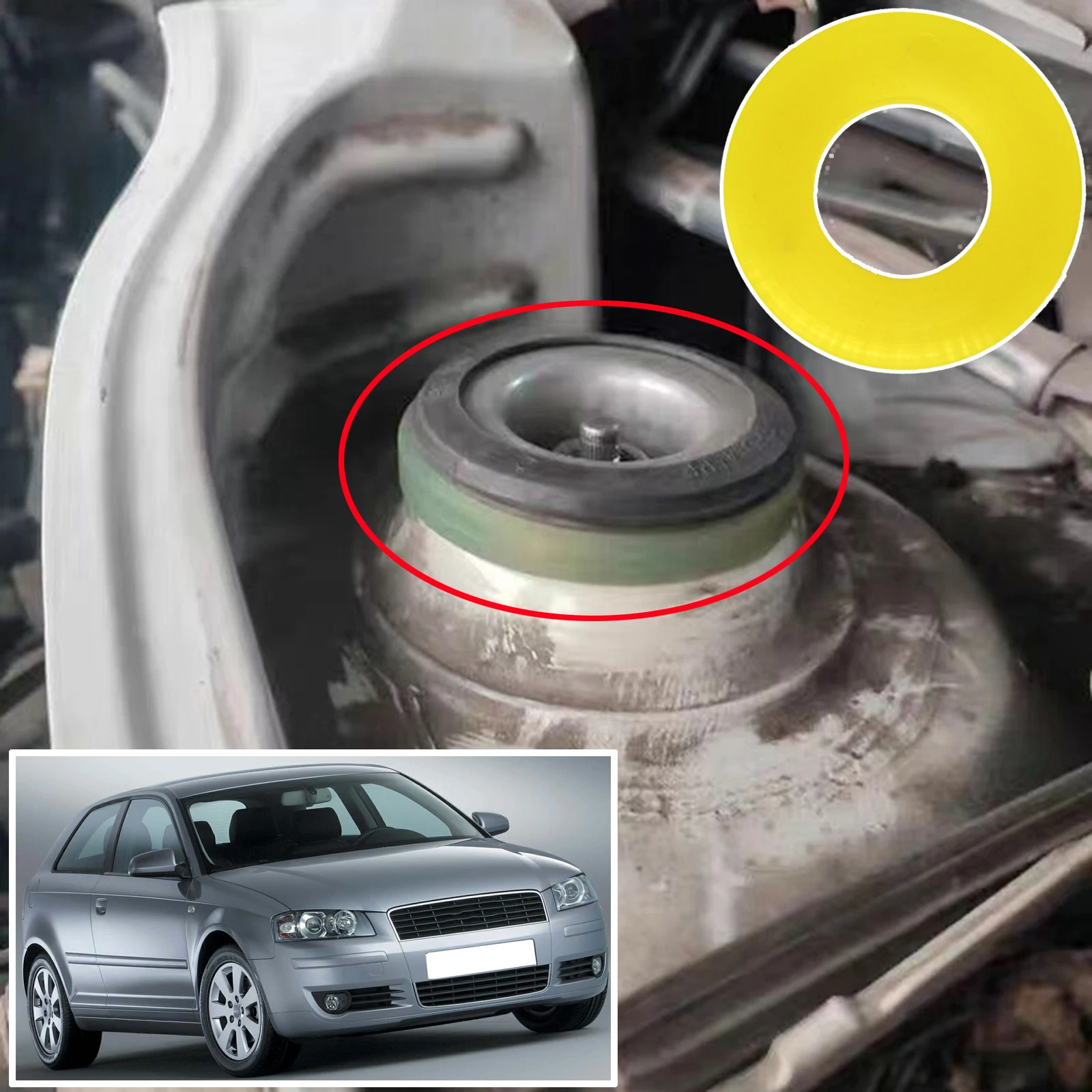 Car Front Strut Top Mount Tower Suspension Shock-Absorbing Pad Accessories Audi A3 8L 8P 1996-2013