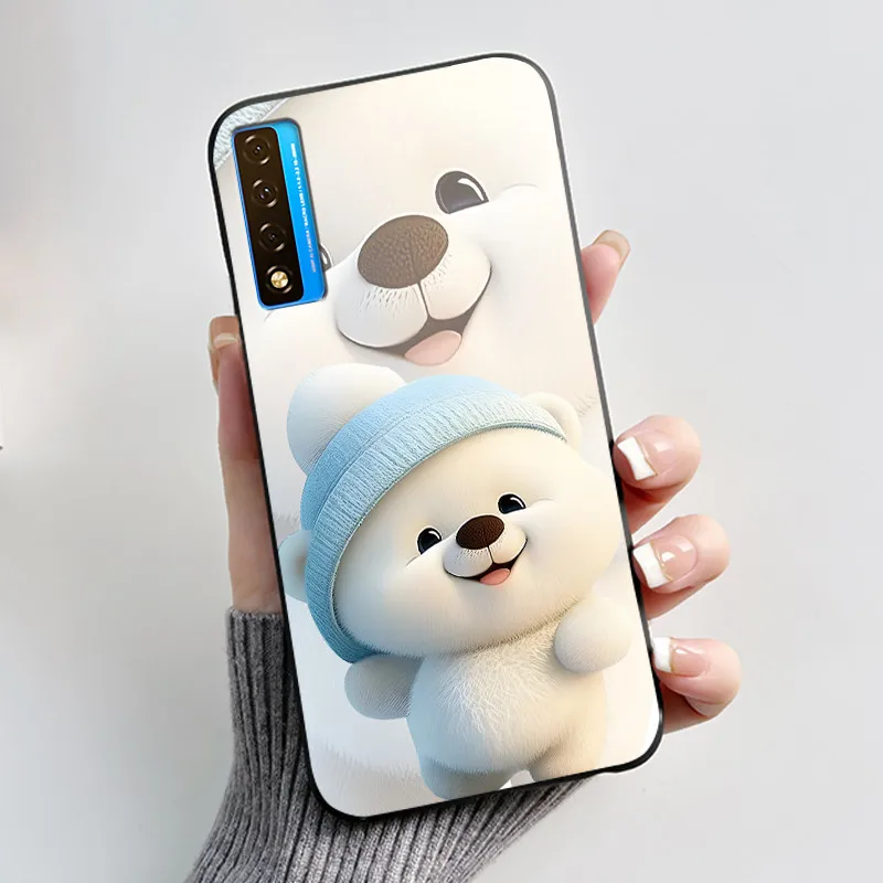 Floral Pattern Shockproof Case - Fashion Cartoon Design, Soft Black Cover