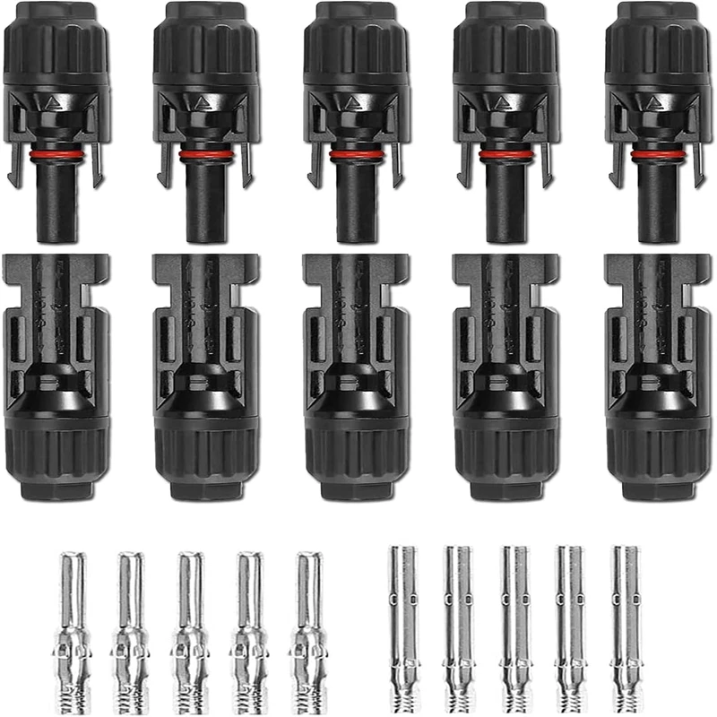 Solar Connector MC4 1000V Solar Plug 30A for PV Cable Connection UV Resistant IP67 Male Female Connector 10 Pairs