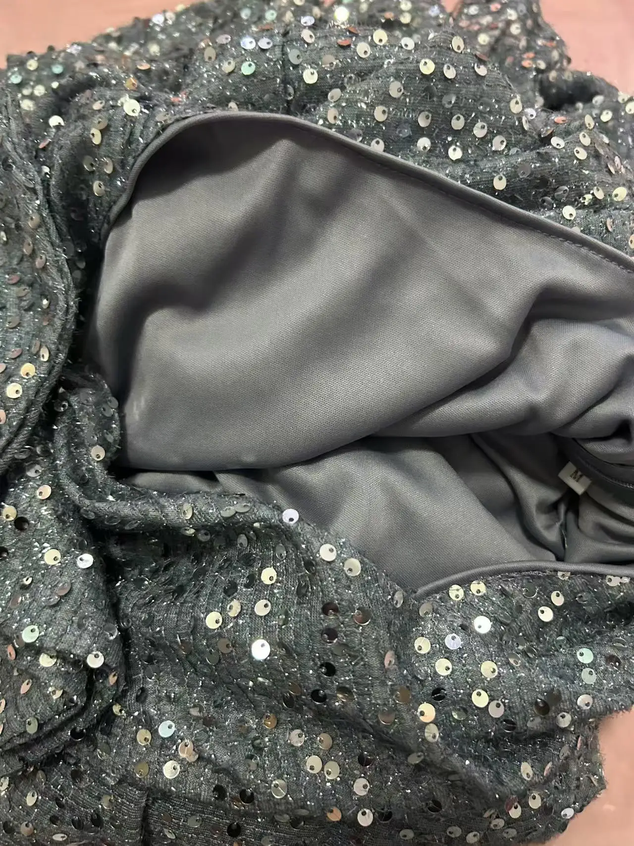 sequined silver long formal eveing dress
