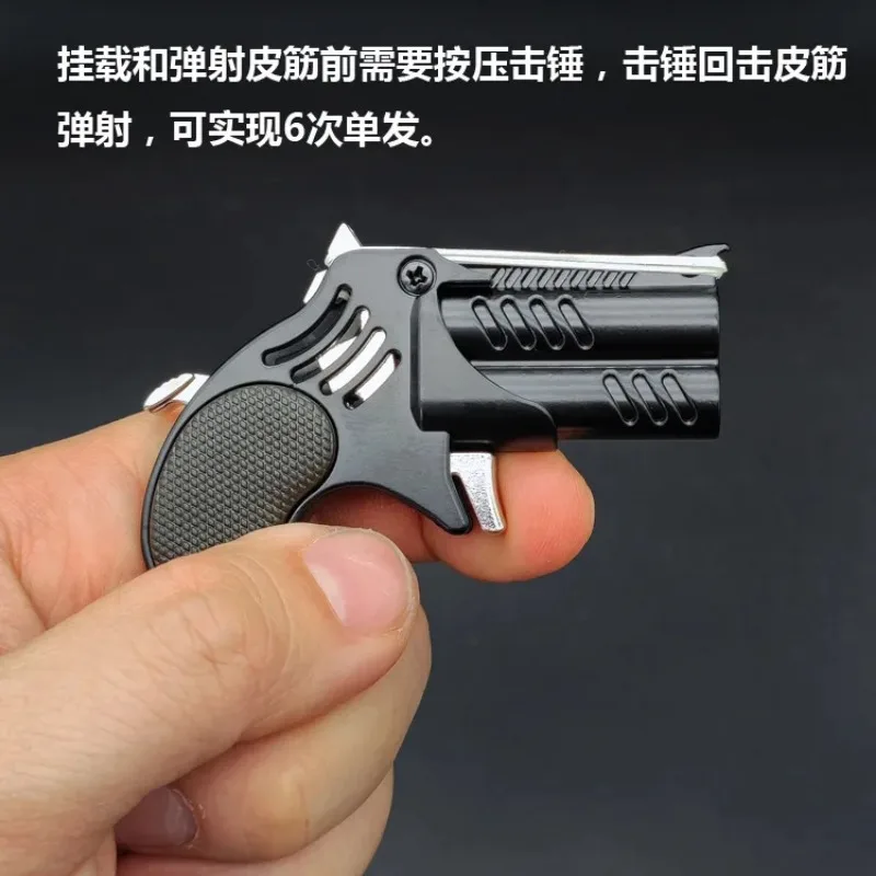 Rubber Band Shot Gun Toy Mini Keychain: Fun Creative Outdoor Party Accessory Alloy Pistol Collection Toy for Children Boy Gift 6